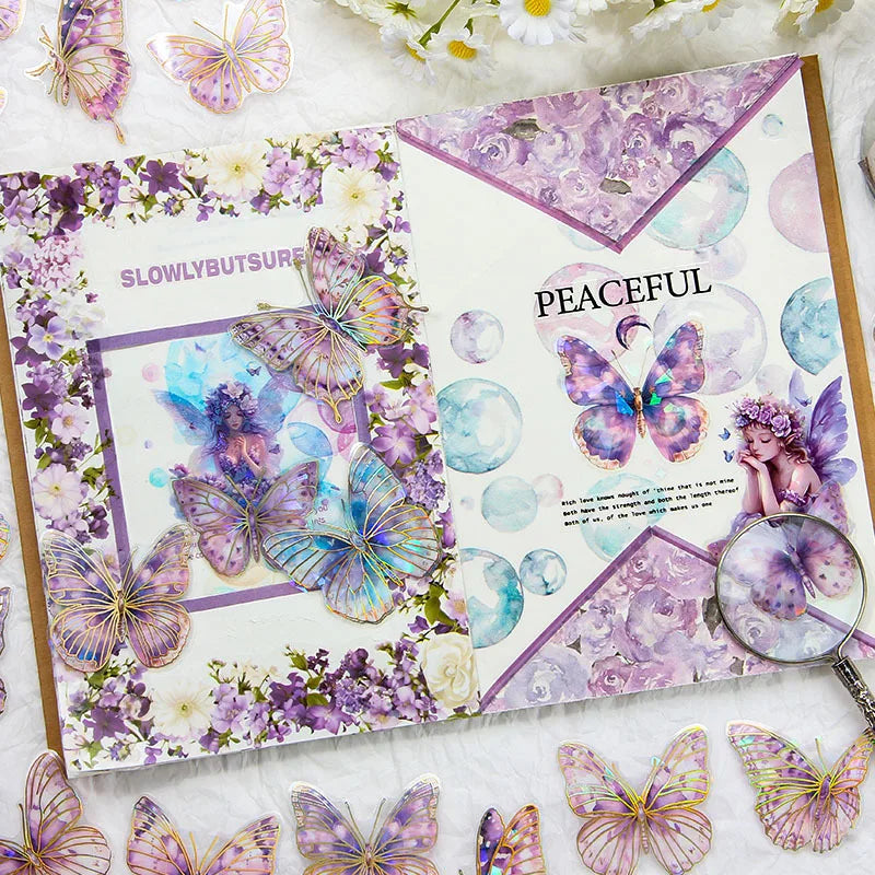 Stationery with 20PCS Vintage Butterfly PVC Stickers Korean DIY Decorative Material PEt Stickers