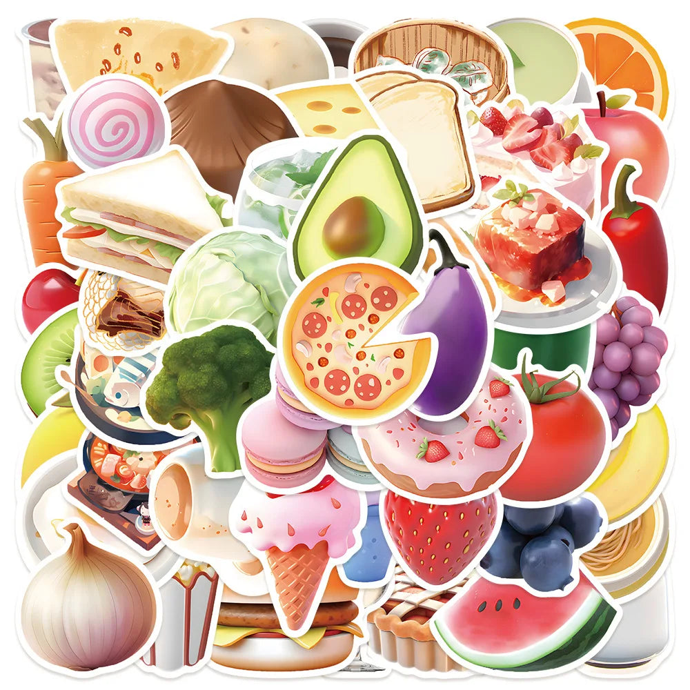 50pcs Cute Cartoon Fruit Stickers for Breaks Laptop Luggage Handbooks Refrigerator Decoration Stickers