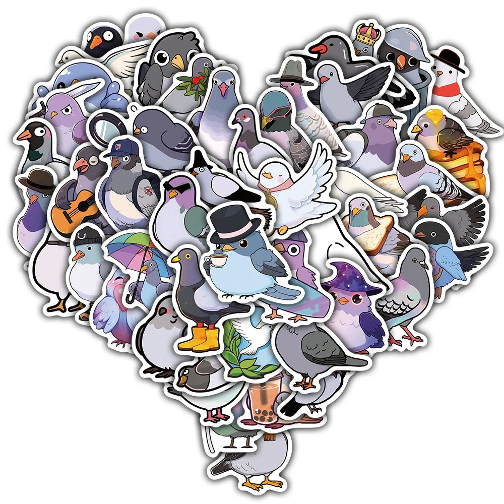 50PCS Pigeon Pigeon Sticker Cartoon Aesthetic Personalized Laptop DIY Bicycle Phone Suitcase Stationery Supplies Stickers