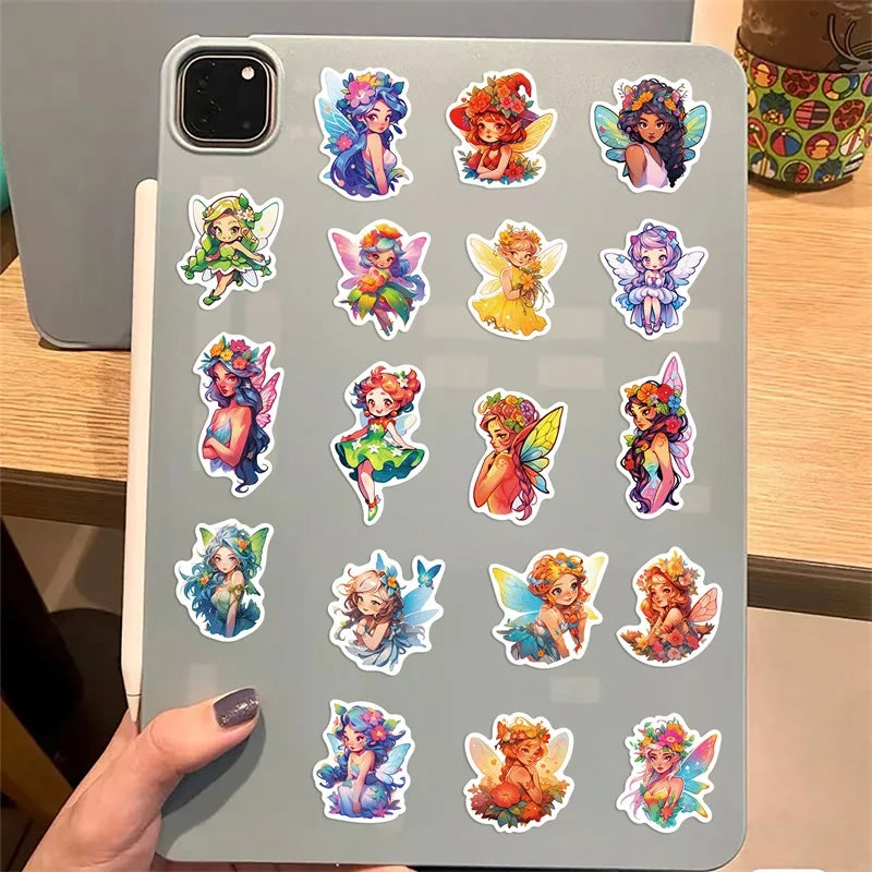 10/30/50PCS Cartoon Flower Fairy PVC Sticker Aesthetic DIY Korean Stationery Decoration Scrapbooking School Supplies for Kids
