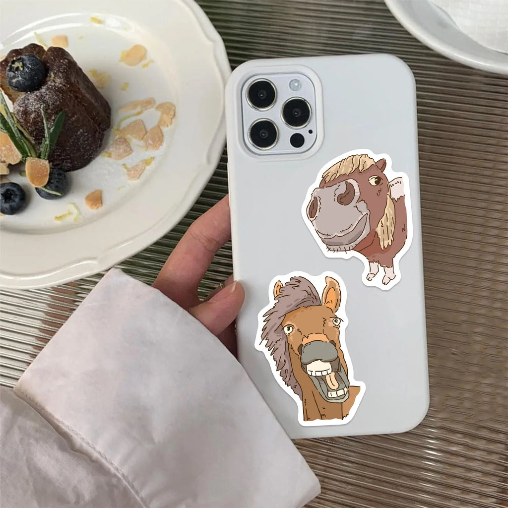 50/100PCS Cartoon Horse Funny Face Doodle Stickers, Waterproof DIY Decals for Guitar Notebook Suitcase Kids Stationery