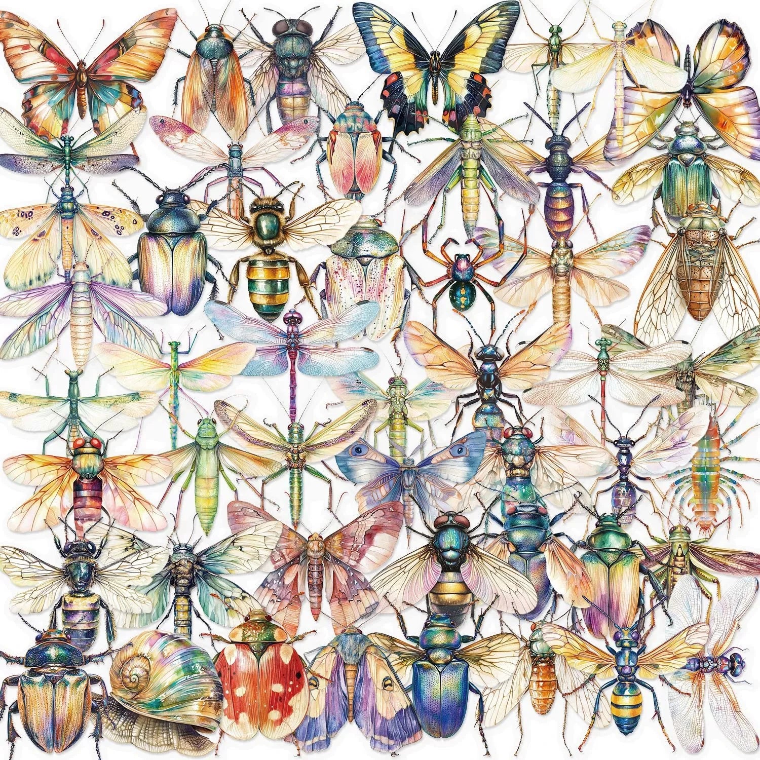 50pcs Cute Cartoon Insect Beetle Stickers PET for Toy DIY Luggage Laptop Guitar Skateboard Phone Case Bike Car Sticker