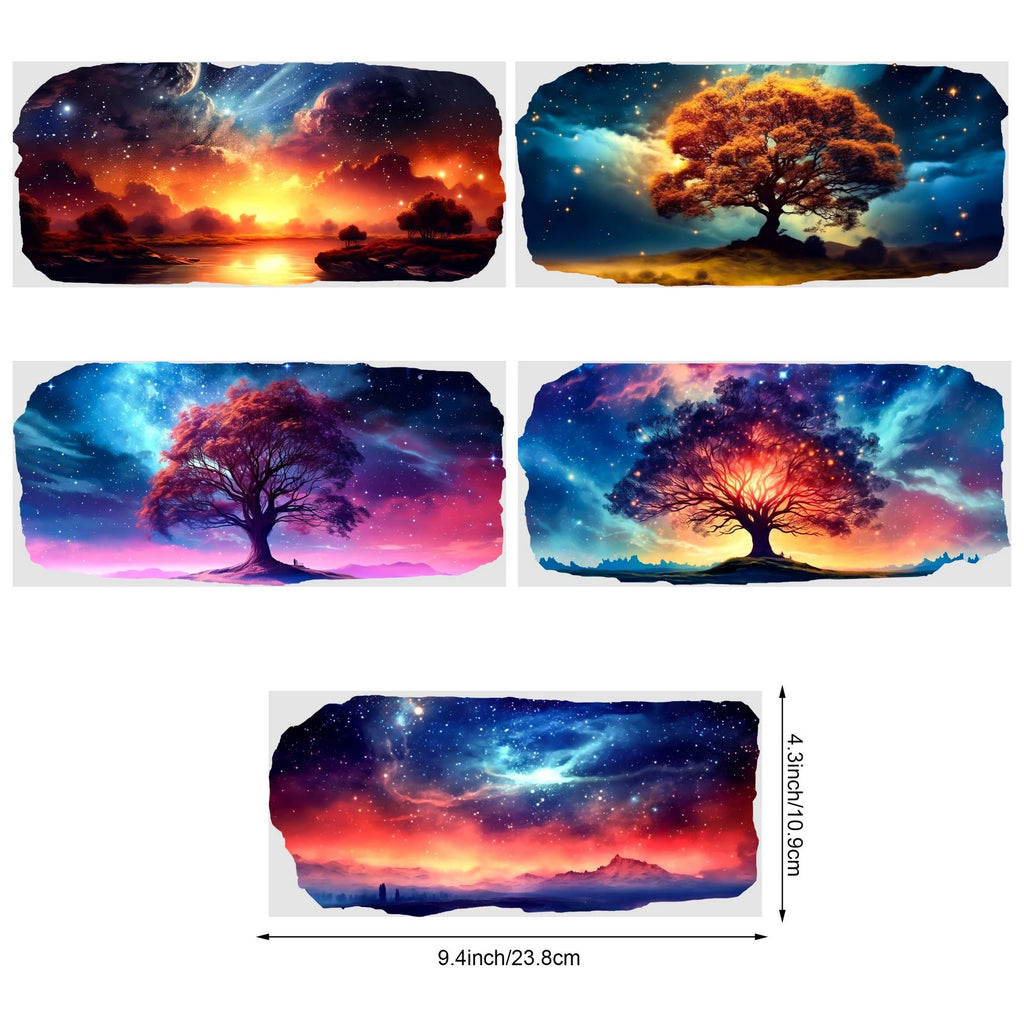 5 sheets of supernatural starry sky UV DTF cup packaging suitable for 16oz glass cups, waterproof UV DTF stickers