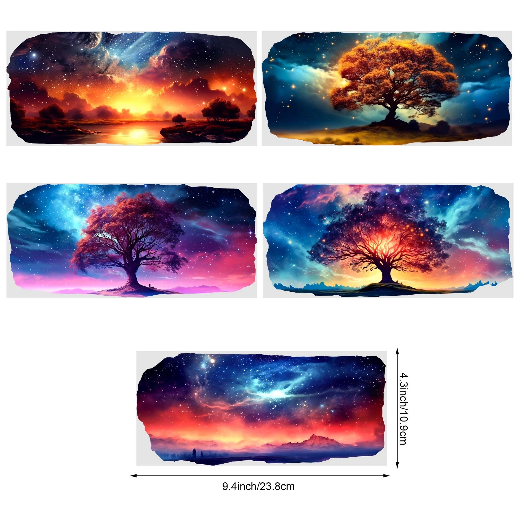 5 sheets of supernatural starry sky UV DTF cup packaging suitable for 16oz glass cups, waterproof UV DTF stickers