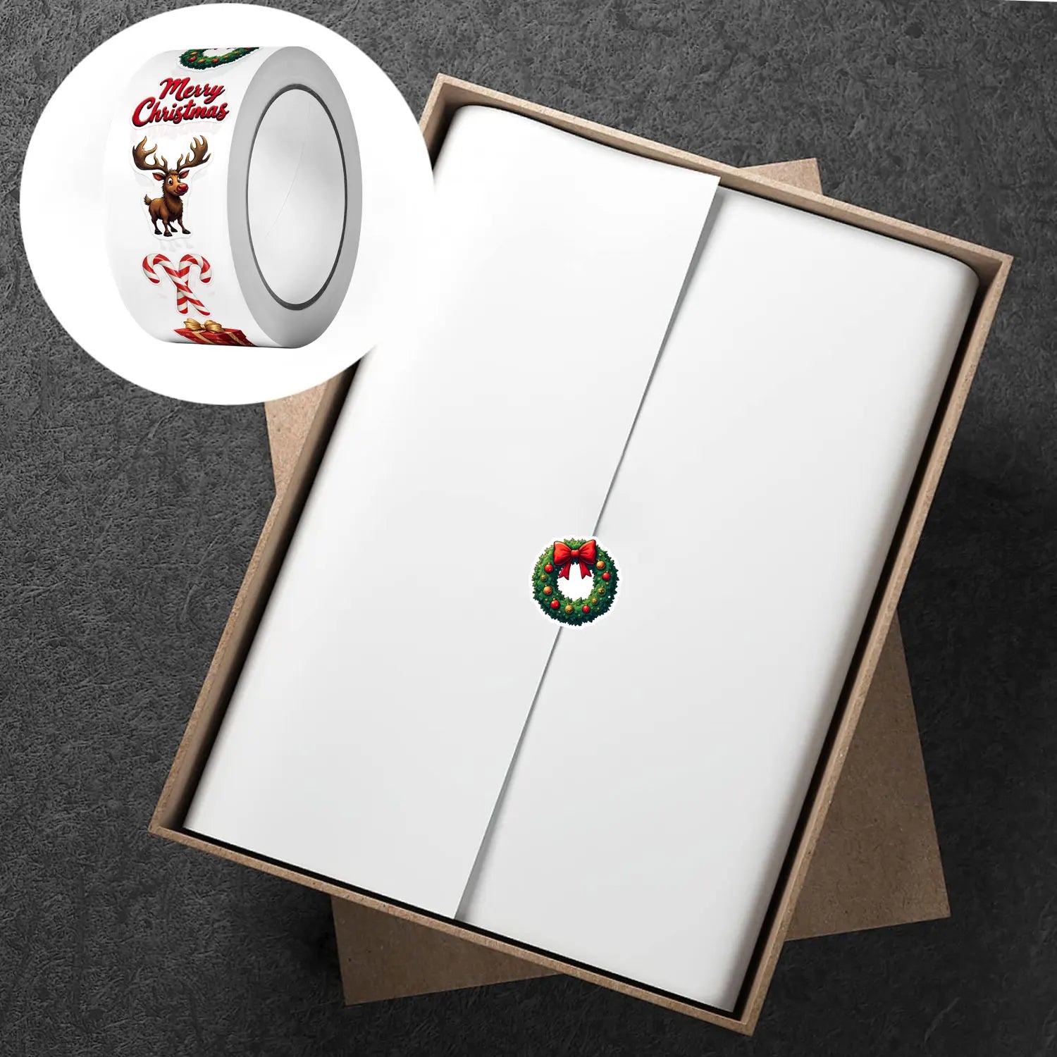 1Roll(500Pcs)10 Irregular Merry Christmas Theme Stickers 2.5cm/1'' DlY Craft Decoration Festival Sealing Scrapbook Labels