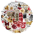 50PCS Gold&Red Decorative Stickers Set DIY Scrapbook Phone Case Laptop Tablet Toy Decorative Stickers