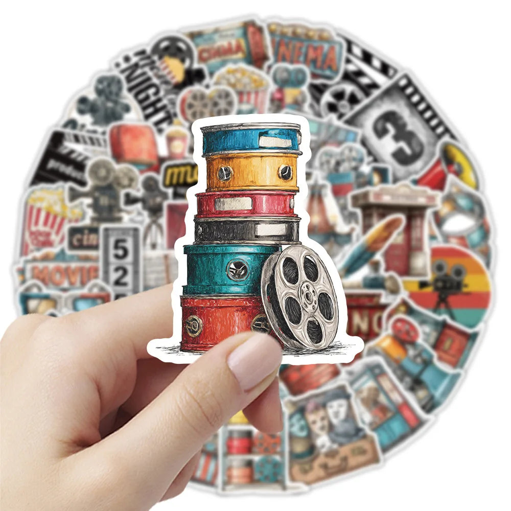 50/100 Pcs Retro Cinema Art Theme Stickers for Storage Box Phone Fridge Album Helmet Car Cup Removable No Trace Decals