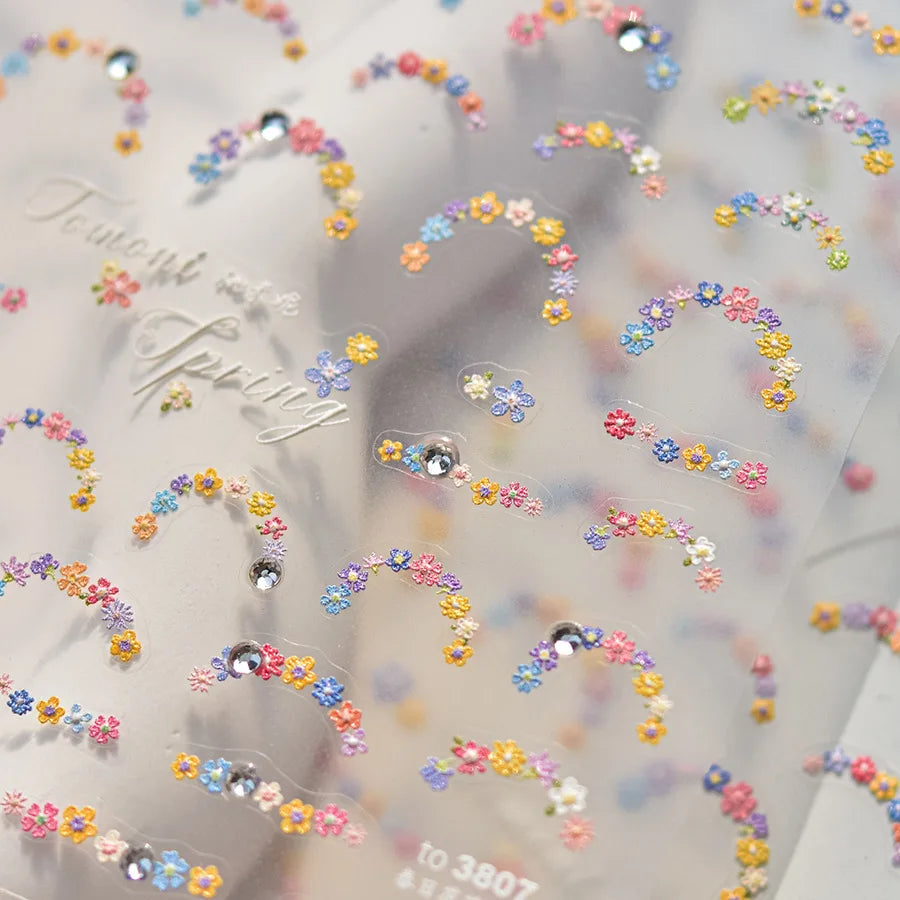 5D Diamond Colorful Flower Nail Art Stickers Elegant SelfAdhesive Flowers Nail Decorations Decals Japanese Nails Accessories DlY