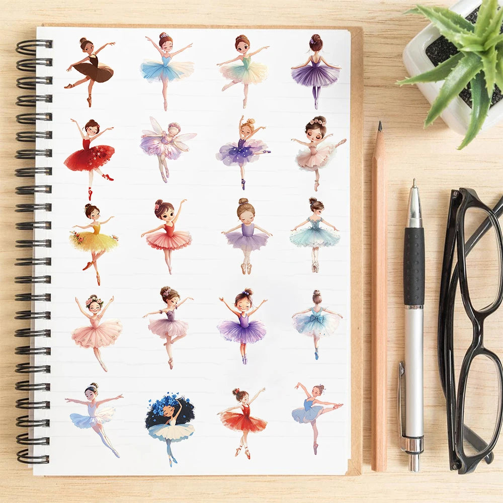 50PCS Creative Ballet Sticker Harajuku Waterproof Scrapbooking Aesthetic Living Handmade Phone Creative Skateboard Decal