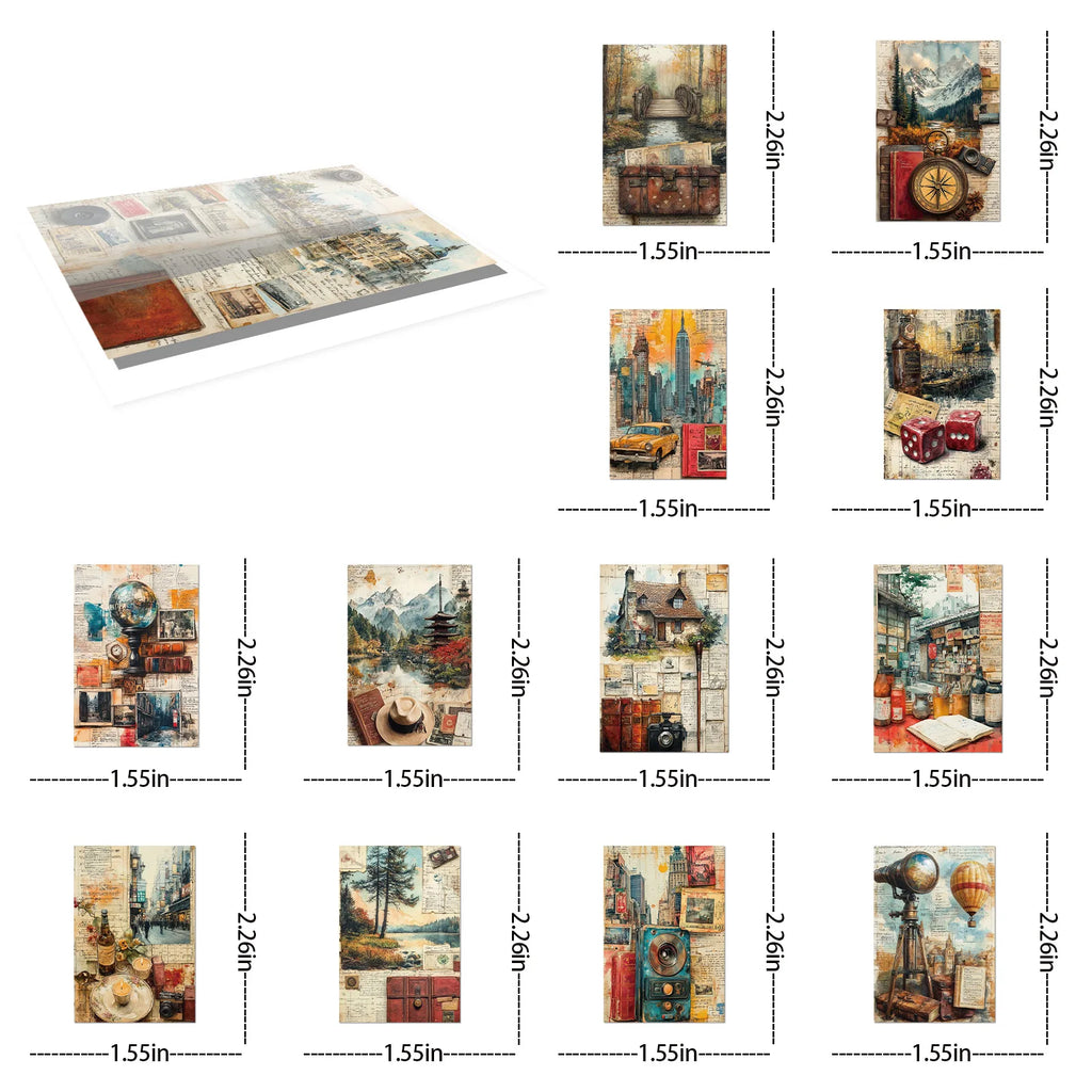 50/100PCS Retro Vintage Travel Diary Page Stickers Creative DIY Laptop Luggage Stationery Notebook Stickers