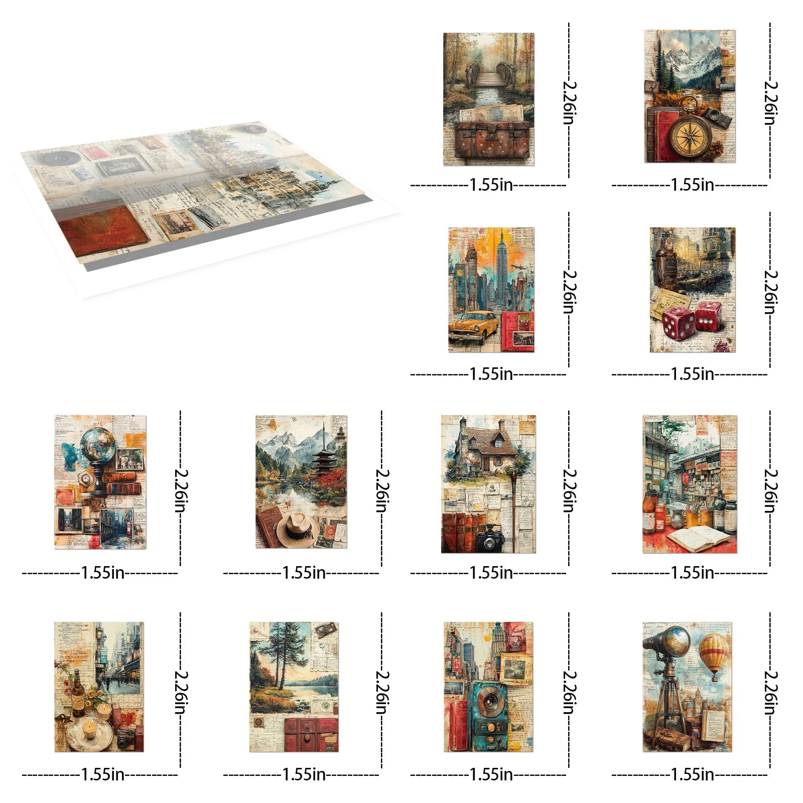 50/100PCS Retro Vintage Travel Diary Page Stickers Creative DIY Laptop Luggage Stationery Notebook Stickers