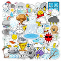 56/112 Pcs Weather Cartoon PET Transparent Fun Stickers for Stationery Box Suitcase Fridge Drawer Cup Phone Laptop
