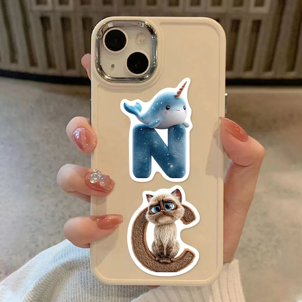 50PCS Cartoon Letter Animal Learning Reward Sticker Pack DIY Brochure Decoration Tablet Laptop Toy Stickers