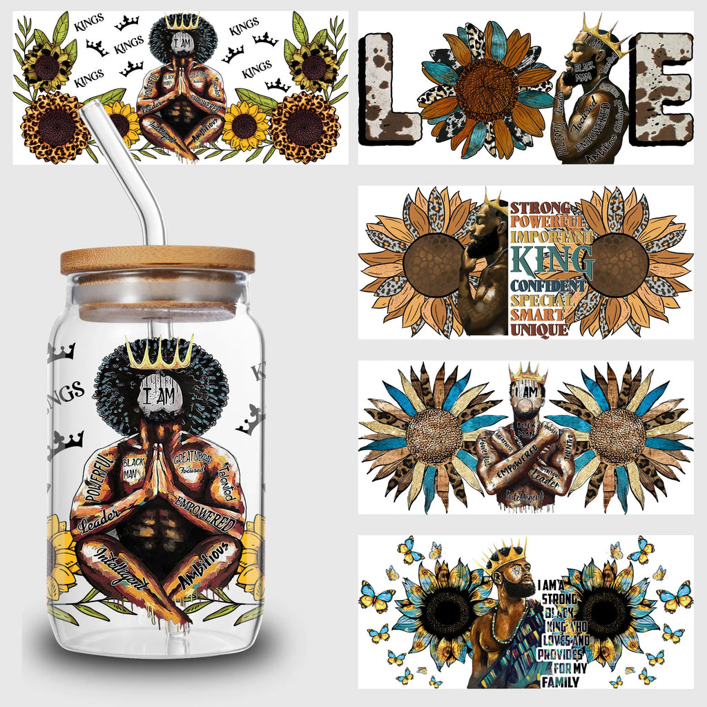 5 sheets Queen UV DTF cup stickers, DTF friction transfer stickers, waterproof transfer stickers, suitable for 16 oz glass cups