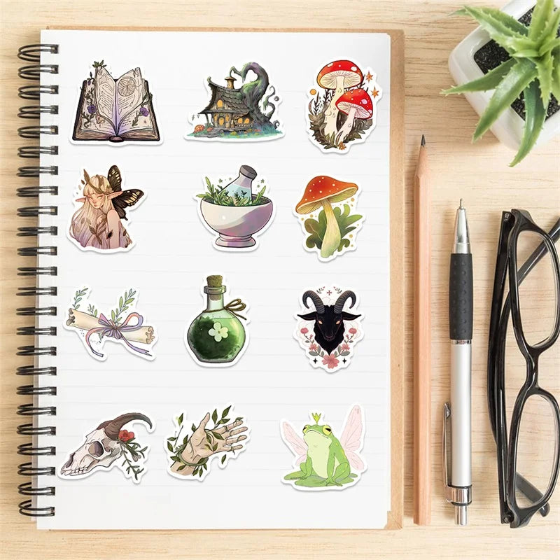10/30/50PCS Kawaii Forest Witch Decoration Scrapbooking PVC Sticker Aesthetic Korean Stationery School Supplies for Kids