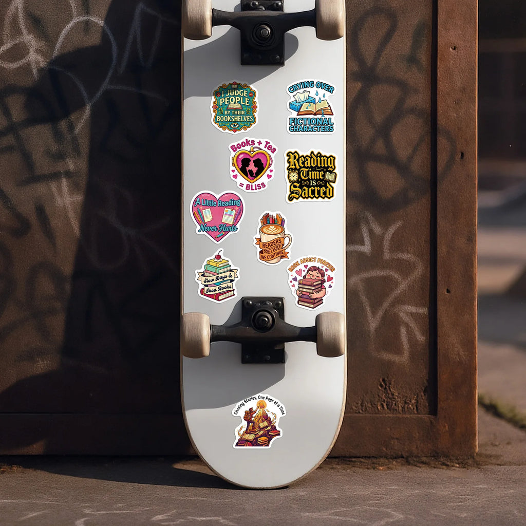 56/112PCS Cartoon Reading Motivational Aesthetic Stickers Tablet Helmet Guitar Notebook Student Supplies Waterproof Sticker