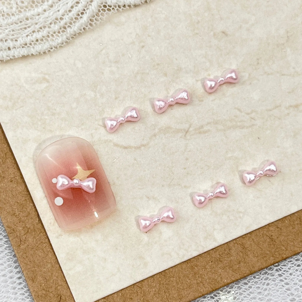 10pc Cute 3D Resin Pearl Bow Nail Art Charms Macaron Imitation Japanese Preal Bowknot Ribbon Nail Decorations DIY Nail Accessory
