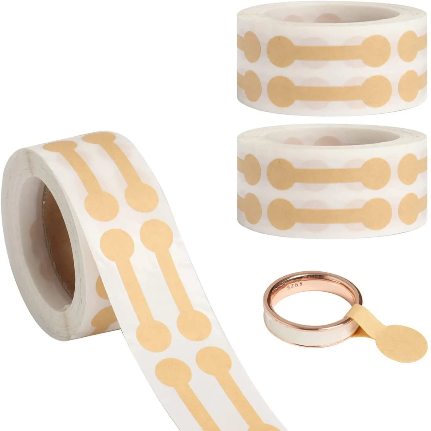 500Pcs/Roll Kraft Paper Jewelry Price Label Stickers DlY Tags Dumbbell Designs for Rings, Necklaces, Earrings & Bracelets