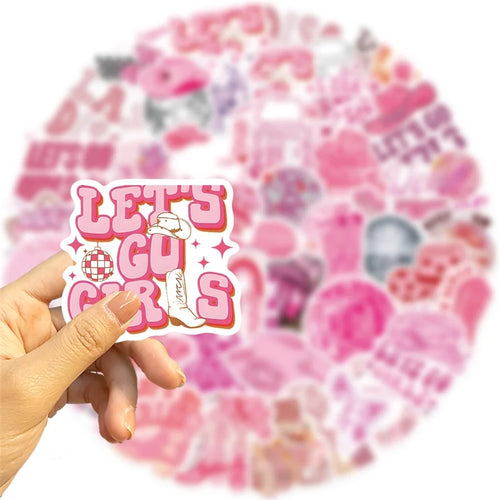 10/30/50PCS Cute Girl Cowboy Sticky PVC Sticker Aesthetic Stationery Pink DIY Decoration Scrapbooking School Supplies for Kids