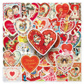50/100PCS Retro Valentine's Day Stickers, Festival Love Victoria Style Waterproof Decorative Card Sticker
