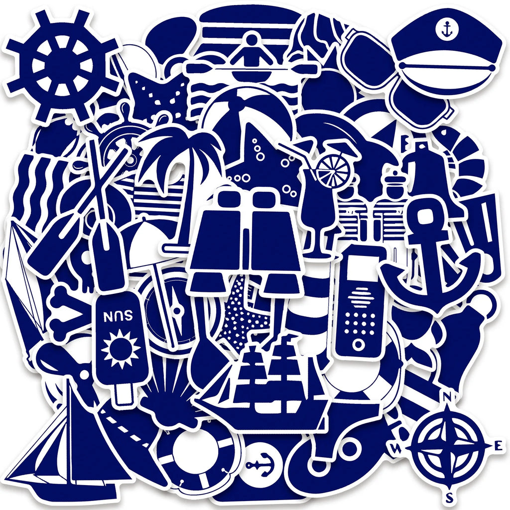 50/100Pcs New Navy Theme Series Stickers DIY Game for Phone Case Skate Helmet Car Bicycle Suitcase File Holder Waterproof Decals