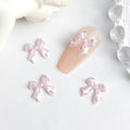 Pink ice-transparent Ribbon Bow Nail Art Accessories Shiny BowKont Resin Nail Charms DIY Manicure Design Nail Decorations Parts