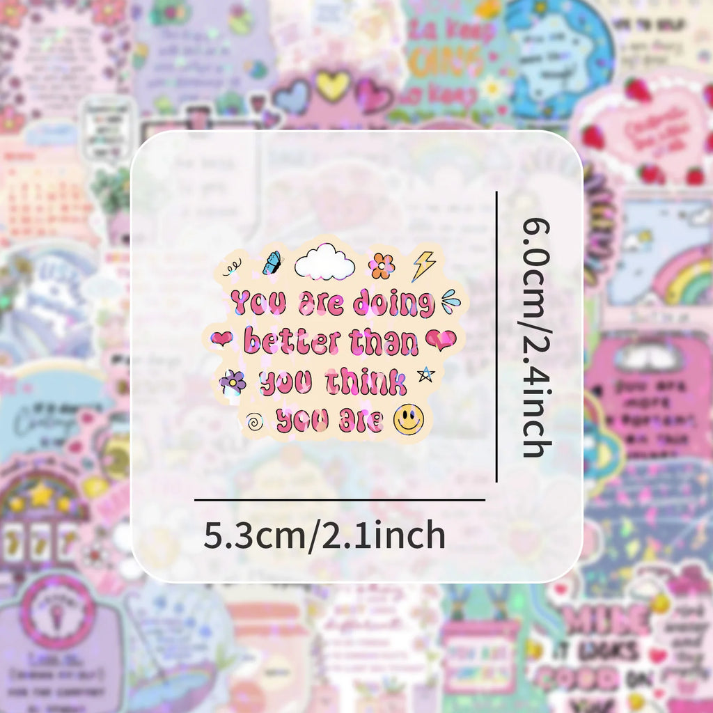 50/100 Pcs Cute Inspirational Quote Aesthetic Fresh Stickers Reusable for DIY Car Suitcase Fridge Phone Stationery Box Decals