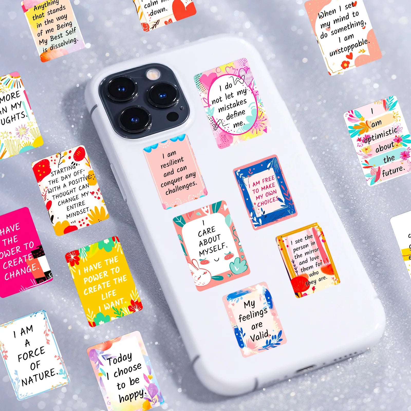 50Pcs Office Motivational Doodle Stickers, Positive Affirmation Emotional Wellness Decals for Stationery Notebook Luggage