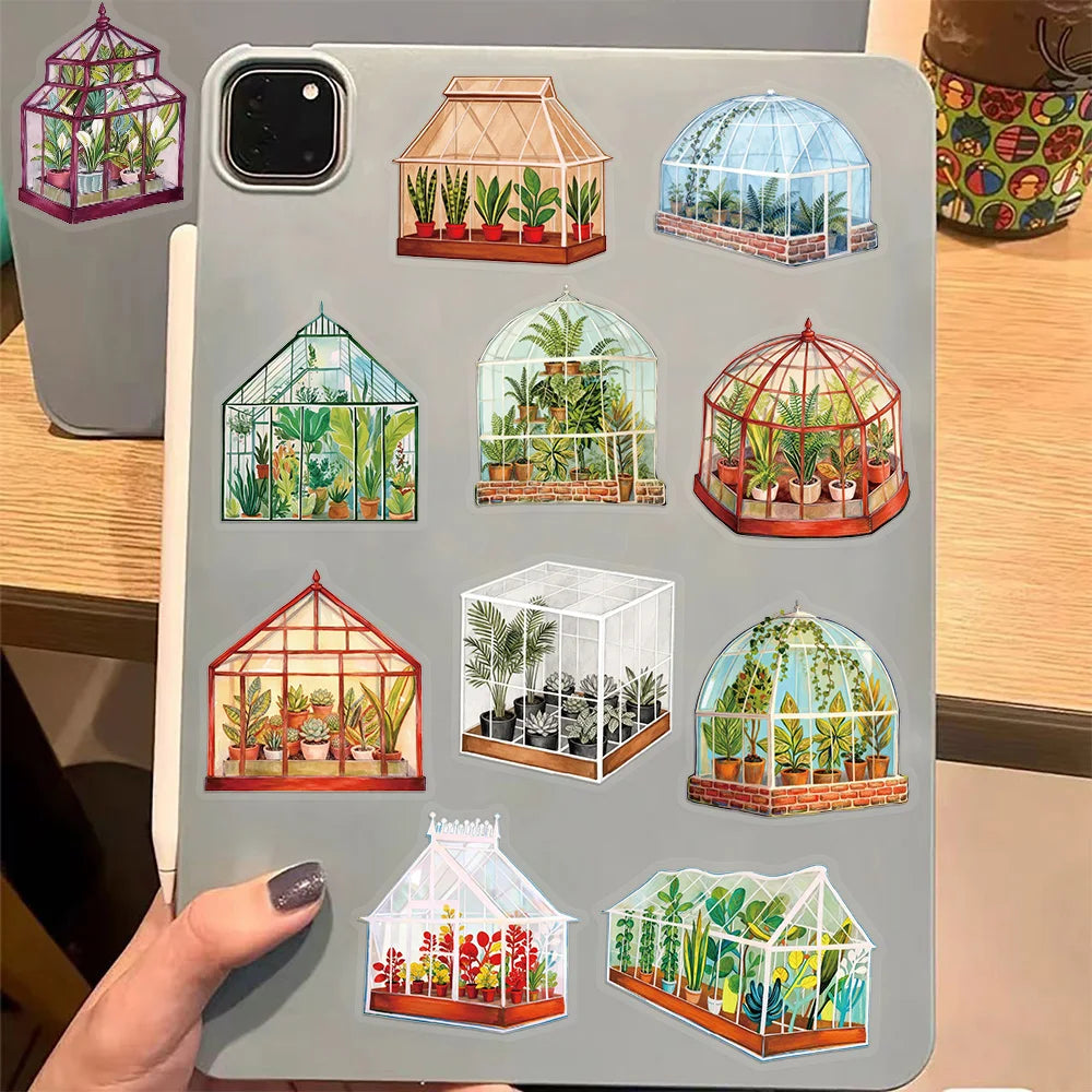 50PCS Creative Greenhouse Flower Decoration Stickers DIY Graffiti Skateboard Phone Case Tablet Electronic Stickers