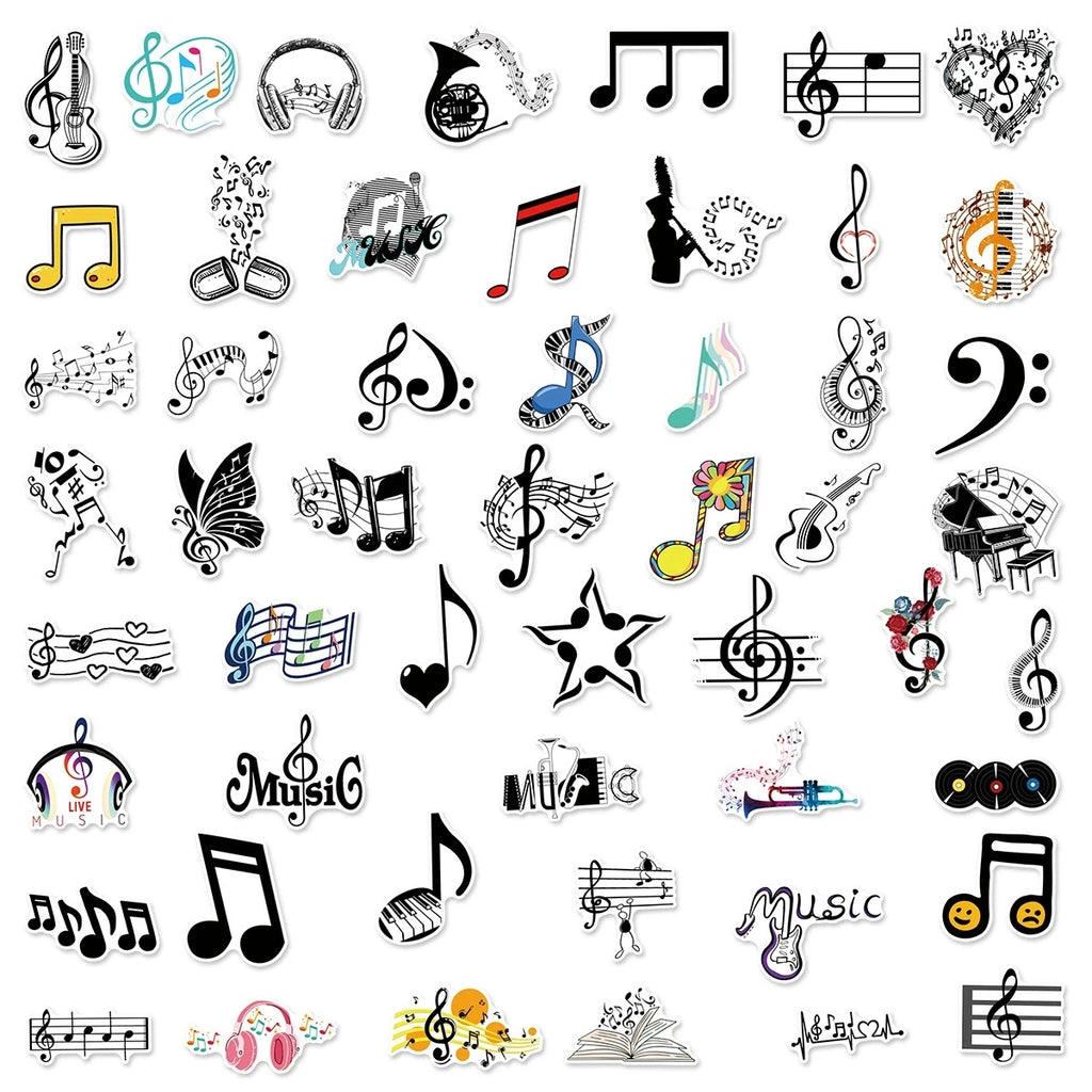 50/100PCS Music Talisman Stickers Graffiti Decor Luggage Notes Desktop Computer Scooter Guitar Waterproof Stationery Sticker