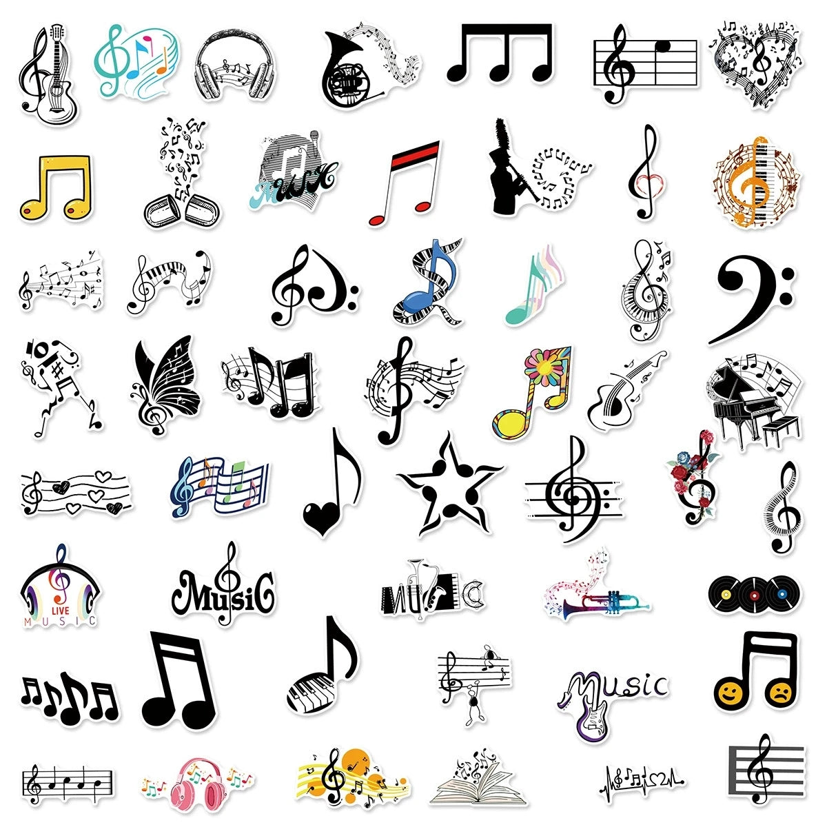 50/100PCS Music Talisman Stickers Graffiti Decor Luggage Notes Desktop Computer Scooter Guitar Waterproof Stationery Sticker