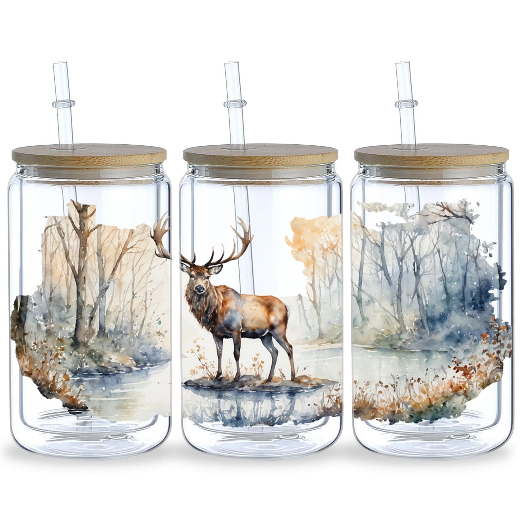 5 sheet Deer UV DTF Cup Stickers, DTF Transfer Stickers, Waterproof Wipe Transfer Paper for 16oz Glass, Mug, Crafts, Furniture