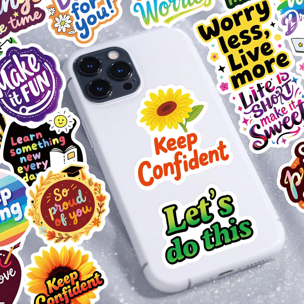 56-Piece Motivational Graffiti Sticker Set Student Stationery Notebook Phone Helmet Decor Waterproof Decals
