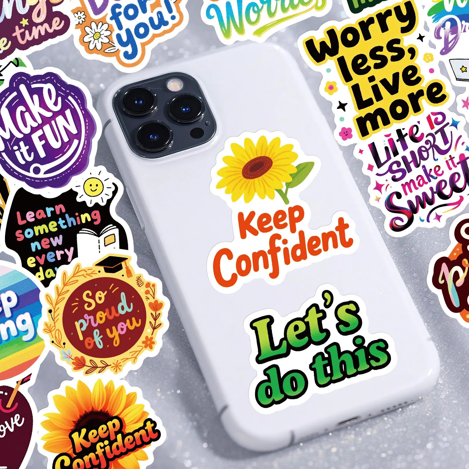 56-Piece Motivational Graffiti Sticker Set Student Stationery Notebook Phone Helmet Decor Waterproof Decals