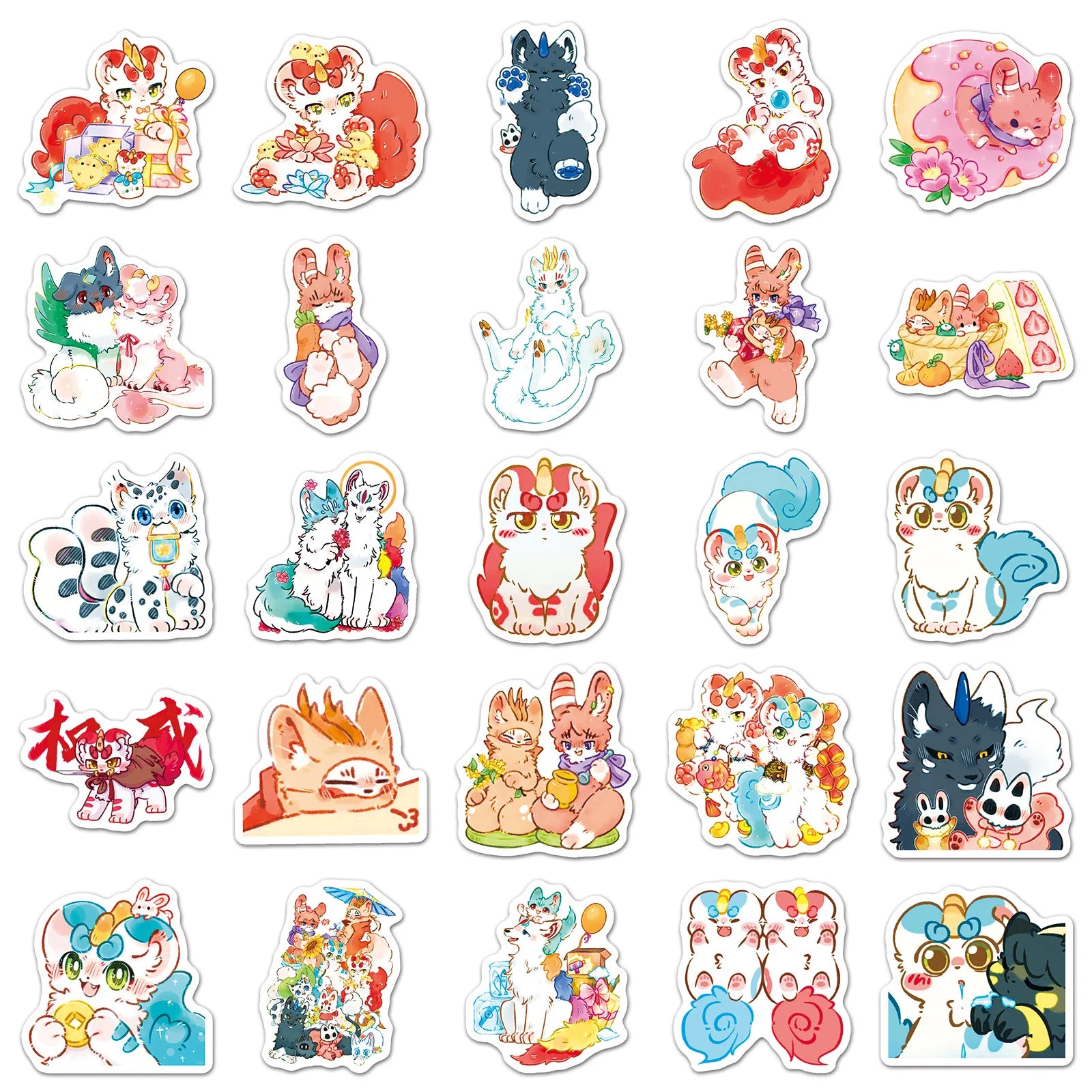50Pcs Cartoon Anime Animal & Character Doodle Stickers Stationery Organizer Box Phone Notebook Guitar Fridge Suitcase DIY Decals