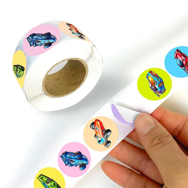 500PCS Cartoon Speed Car Sticky Paper Sticker Labels Thank You Sticker Sealing Stationery Supplies DIY Decoration Scrapbooking