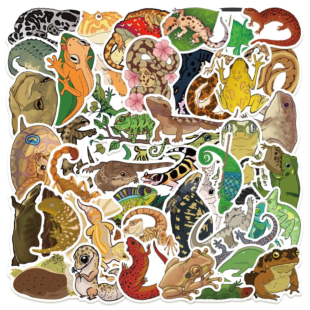 50/100PCS Cartoon Reptile Series Graffiti Stickers DIY Decoration Luggage Notebook Stationery Waterproof Stickers