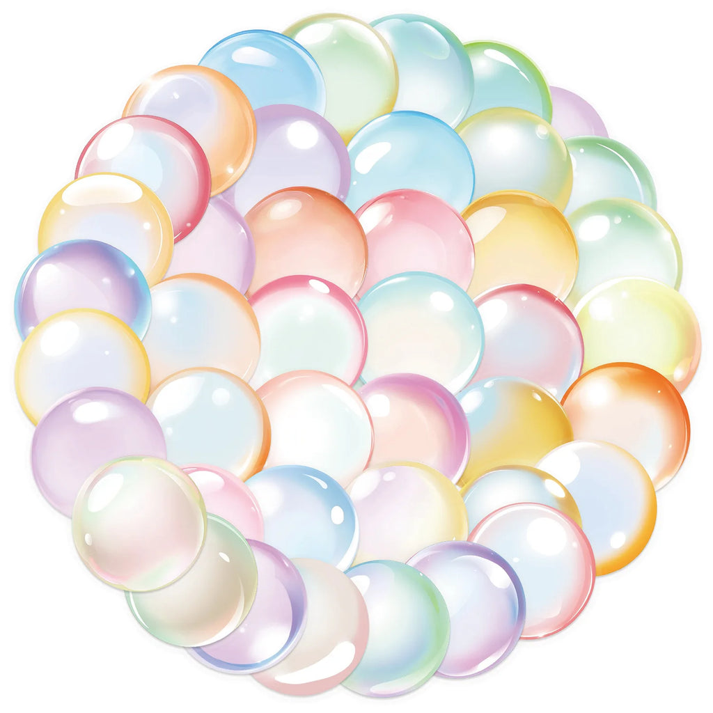 50/100PCS Cartoon Watercolor Bubble Sticker Pack Waterproof Transparent PET Booklet Decorative Guitar Notebook Birthday Party