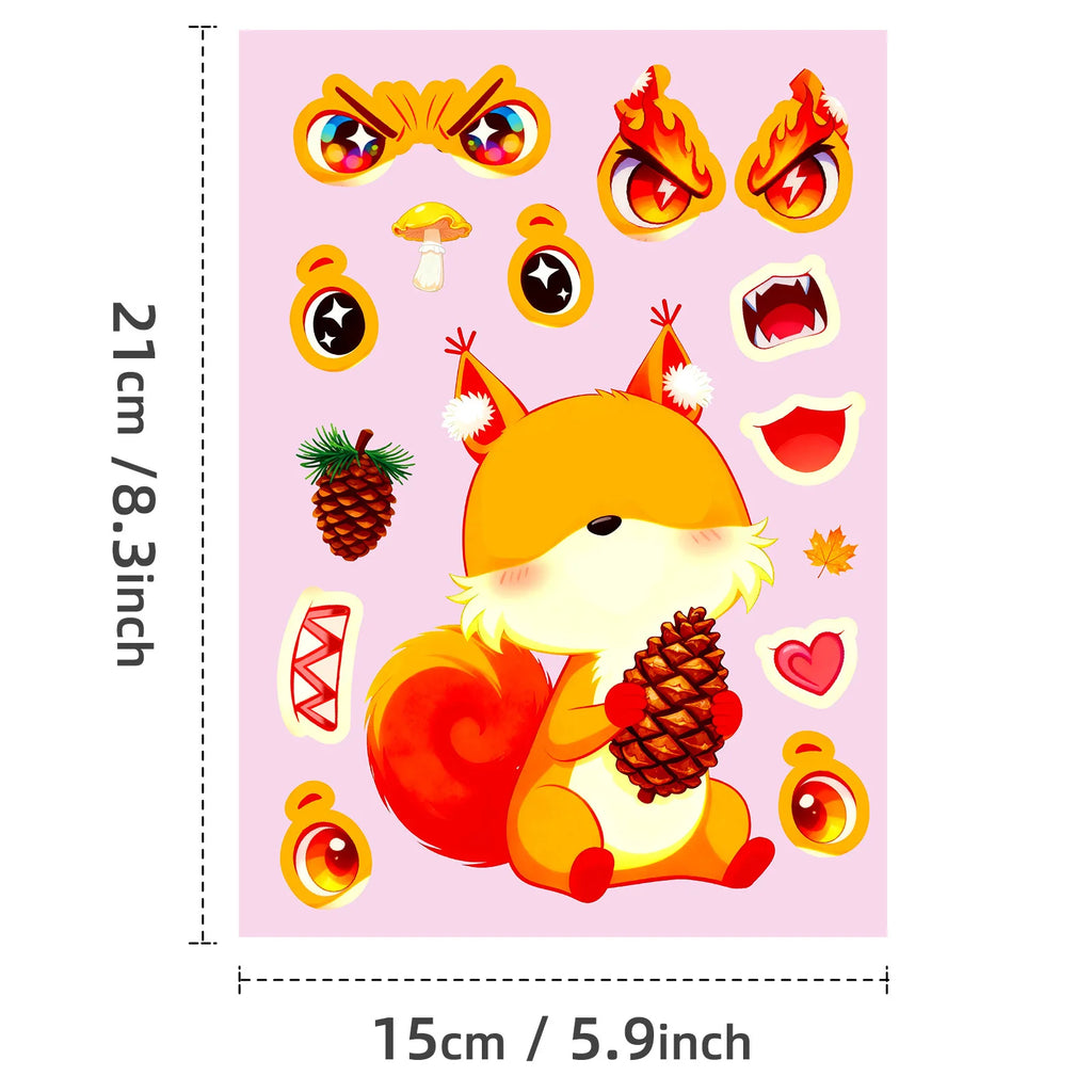 6/12 Pcs Big Eye Animal Cartoon Puzzle Face Swap Make a Face Stickers DIY Toys for Fridge Notebook Suitcase Removable Decals