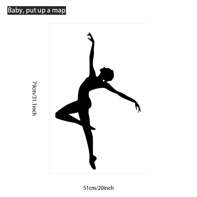 Chic Black Dancer Wall Decal - Contemporary PVC Self-Adhesive Sticker for Bedroom & Living Room Decor