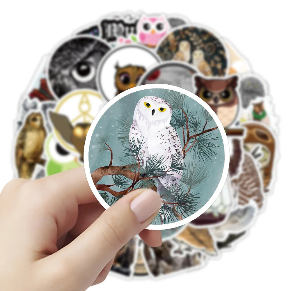 50-Pack Animal Owl Graffiti Stickers Waterproof Cartoon Decals for Notebooks Skateboards Luggage Fun Stationery Supplies Sticker