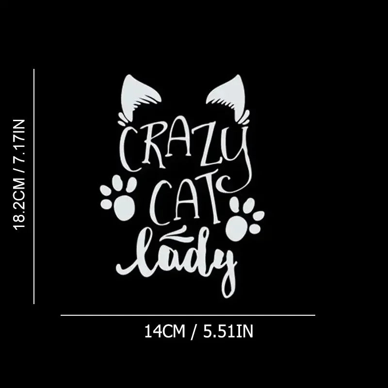 Crazy Cat Lady Paw And Ear Art Car Stickers For Laptop Water Bottle Vehicle Paint Window Wall Cup Toolbox Guitar Scooter Decals