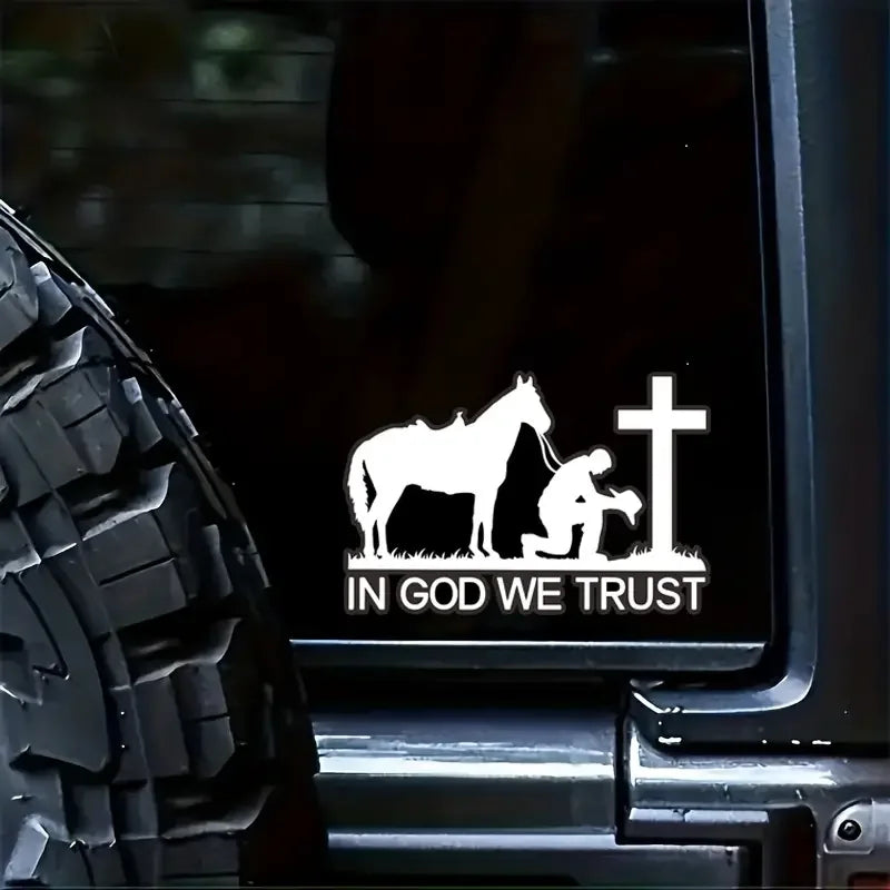 Cowboy Prayer With Cross, God, 9.05in×6.01in Large Size Decal For Cars, Cars, Trucks, Motorcycles, Laptops, Cups, Windows, Glass