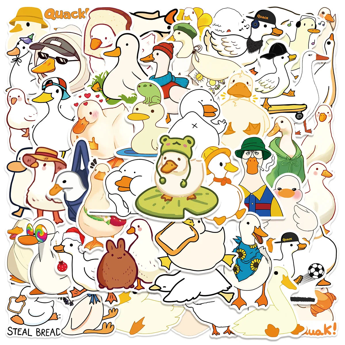 50-Pack Cute Cartoon Duck Creative Stickers DIY Mobile Desktop Organizer Stationery Notebook Decorative Stickers