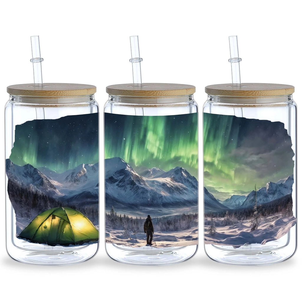 5 sheets of Aurora UV DTF cup packaging suitable for 16oz glass cups, waterproof UV DTF stickers suitable for 16oz glass cups
