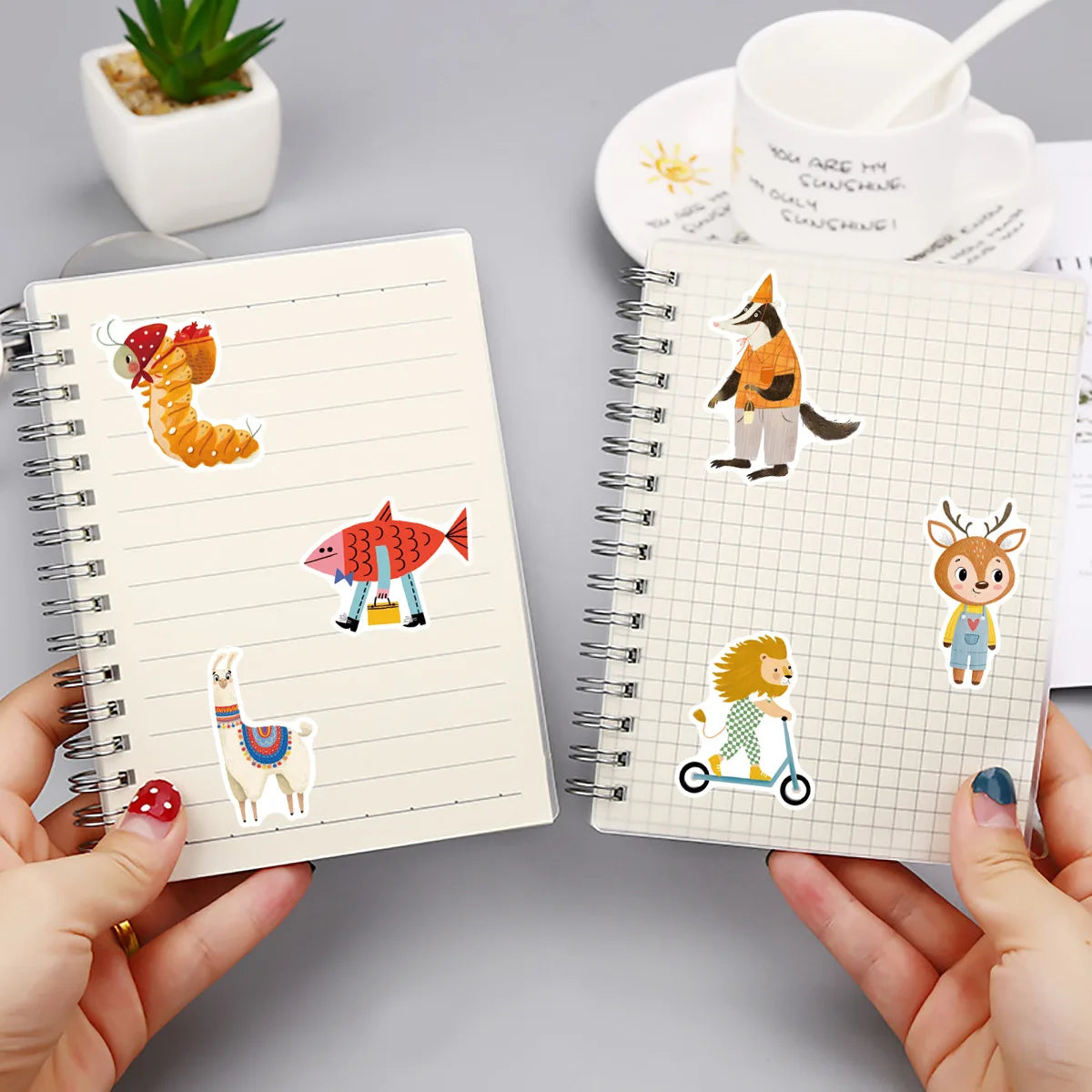 50-Pack Cute Watercolor Animal Stickers DIY Decorations for Mobile Phones Laptops Journaling Scrapbooking
