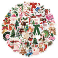 50PCS Christmas Aesthetics Christmas Decoration Stickers DIY Luggage Notebook Water Cup Handmade Scrapbook Stickers