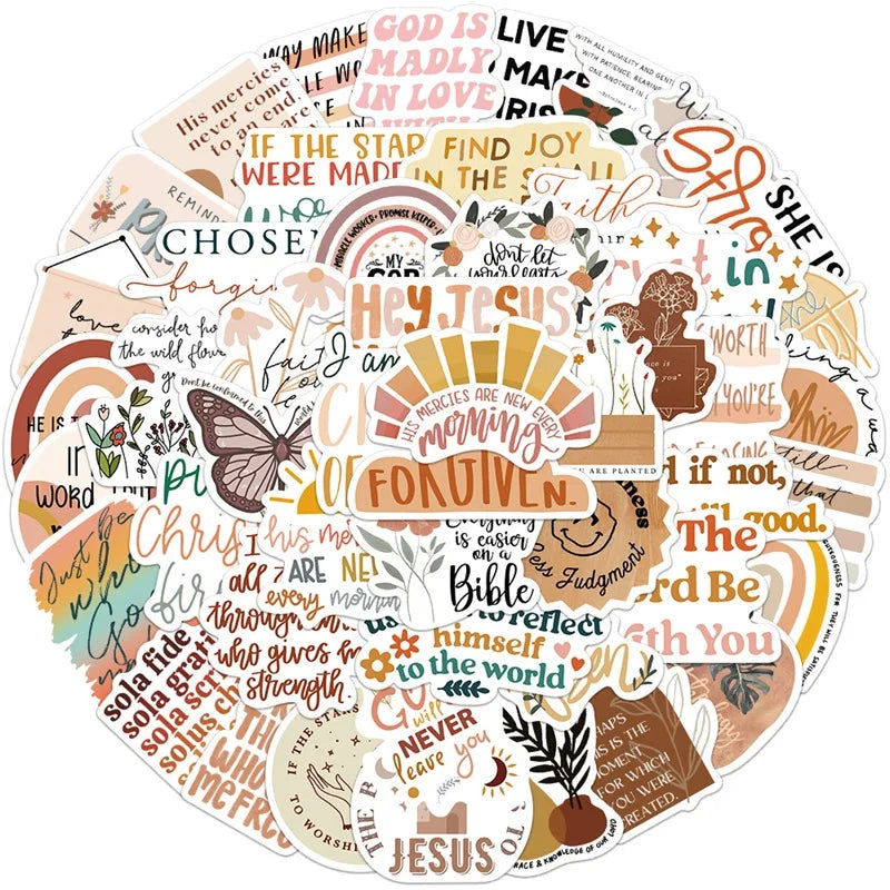 10/30/50PCS Kawaii Boho The Bible Decoration Scrapbooking Accessories PVC Sticker Aesthetic Stationery School Supplies for Kids