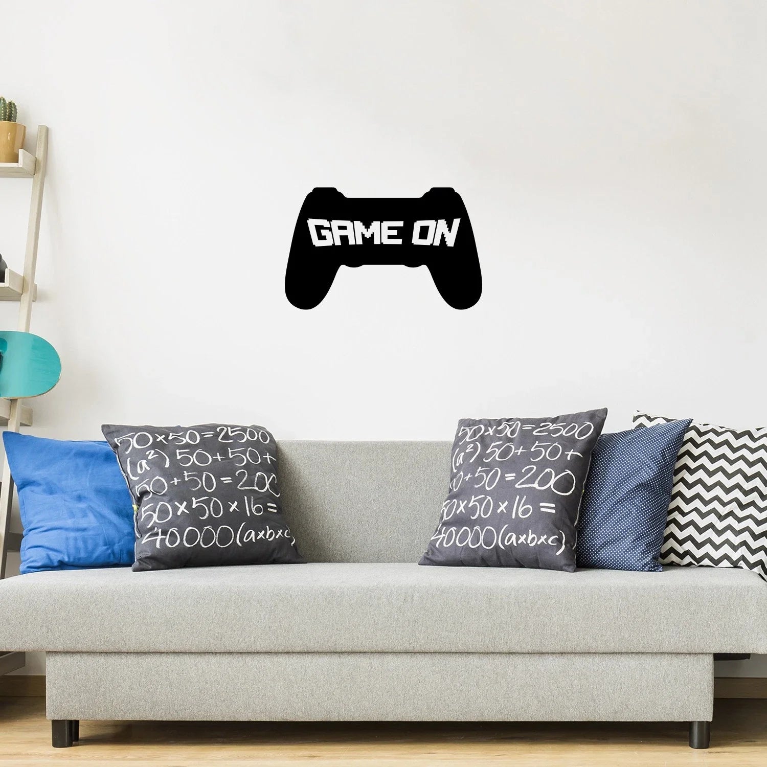 Game On - Vinyl Wall Decal Gamer Video Play Room Decor Black 15.5x25