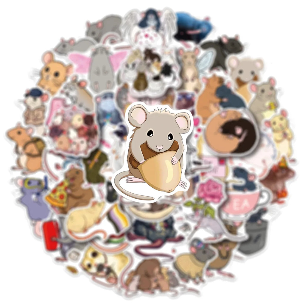 50/100 Pcs Cartoon Funny Rat Stickers School DIY Game for Suitcase Notebook Skate Cup Removable Waterproof Decals